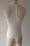 Ribbed V-Neck Racerback Tank Top