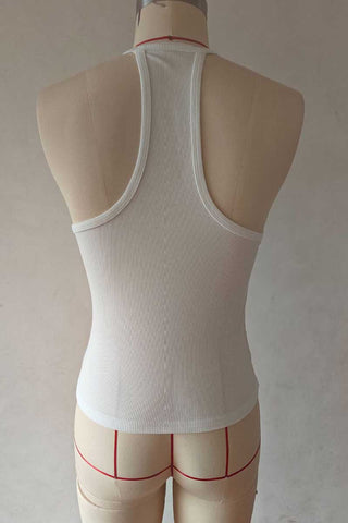 Ribbed V-Neck Racerback Tank Top