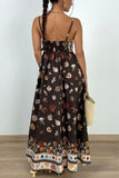 Square Neck Shell Print Maxi Casual Dress
