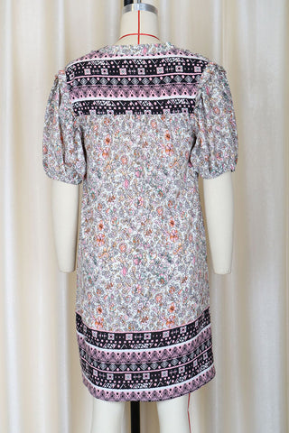 Floral Print Casual Dress with Tassels