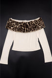 Off-Shoulder Faux Fur Trim Top