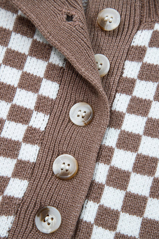 Buttoned Checkerboard Sweater