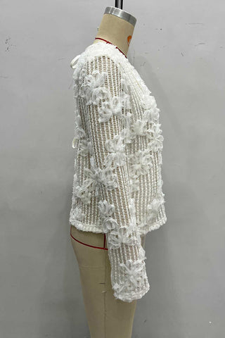 Floral Lace Sweater with Mesh Detail