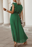 Pleated V-Neck Wrap Dress