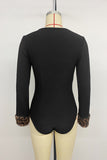 Leopard Trim V-Neck Bodysuit