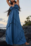 Ruffle Tiered Halter Maxi Casual Dress