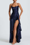 Ruffle High-Low Spaghetti Strap Casual Dress