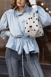 Puff Sleeve Drawstring Waist Jacket