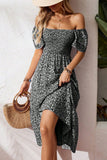 Smocked Ruffle Sleeve Casual Dress