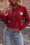Heart Patch Multicolor Button Crop Cardigan