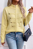 Zip-Front Mock Neck Knit Cardigan