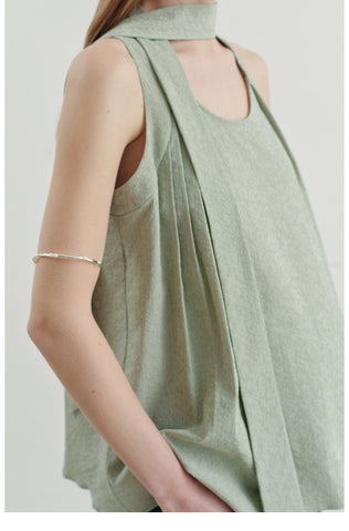 Draped Tie-Neck Sleeveless Tunic