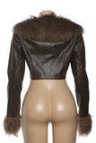 Cropped Faux Fur Collar Jacket
