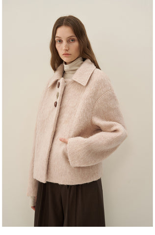 Oversized Contrast Button Wool Coat