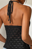 Lace Halter Tie-Front Tank Top