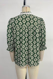 Geometric Print V-Neck Blouse