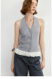 Ruffled Hem V-Neck Top