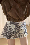 A-Line Printed Skort with Side Zipper