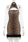 Halter Neck Leopard Print Mini Dress