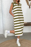 Striped Polo Neck Casual Dress