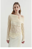 Asymmetrical Cutout Cable Knit Top