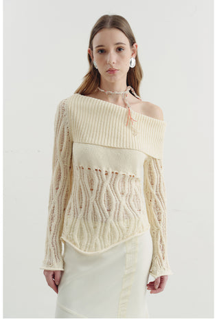 Asymmetrical Cutout Cable Knit Top