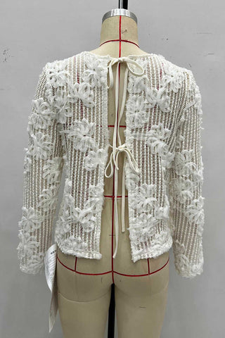 Floral Lace Sweater with Mesh Detail