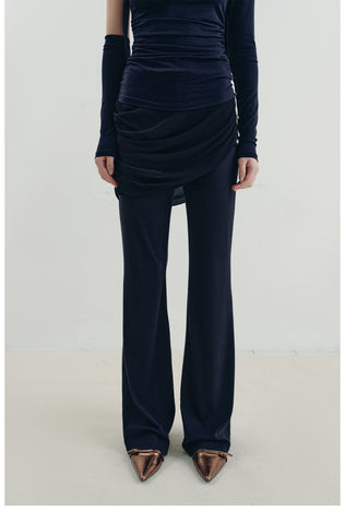 Low-Waist Layered Flared Pants