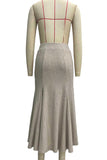 Button-Front Maxi Skirt