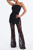Strapless Lace Overlay Jumpsuit