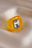 Square Gemstone Resin Statement Ring