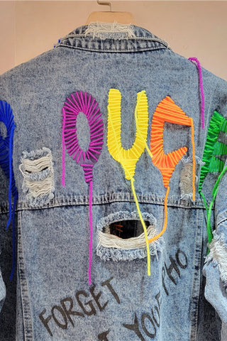 Studded Frayed Denim Jacket
