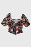 Floral Puff Sleeve Crop Blouse