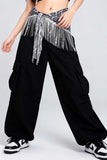 Leopard Sequin Fringe Wrap Belt