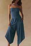 Strapless Striped Jumpsuit