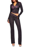 Leopard Print Hoodie and Flare Pants Set