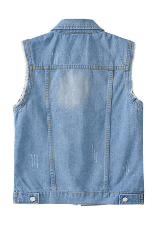 Sleeveless Collared Button-Front Vest