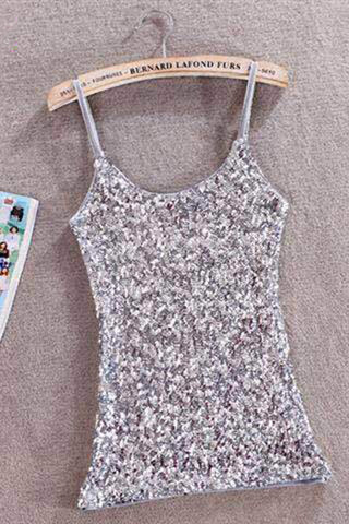 Sequin Scoop Neck Sleeveless Cami
