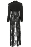 Tie-Front Sheer Panel High-Low Blazer