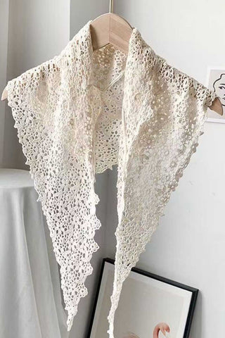 Openwork Crochet Triangle Scarf