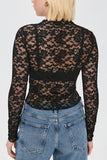 Floral Lace Mock Neck Long Sleeve Blouse