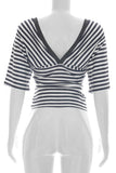 Striped Wrap-Front Top
