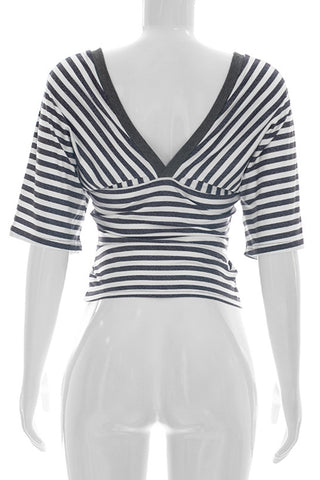 Striped Wrap-Front Top