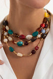 Multi-Strand Polished Stone Bead Necklace
