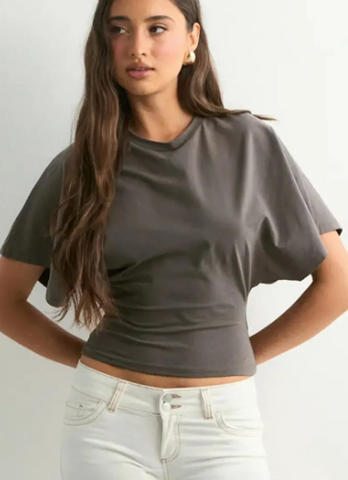 Ruched Waist Short Sleeve Top