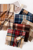 Plaid Fringed Wrap Scarf