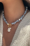 Chip Stone Toggle Charm Necklace