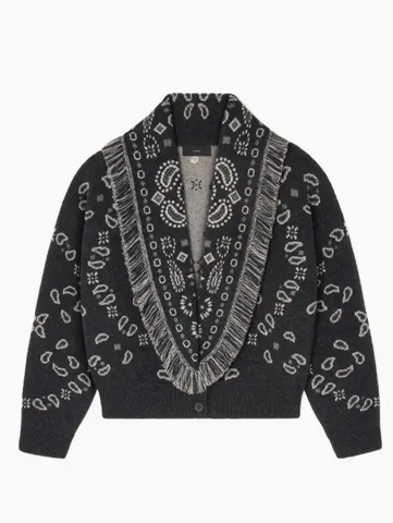 Patterned Fringe Cardigan Sweater