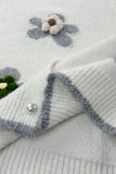 Floral Applique Button-Front Knit Cardigan