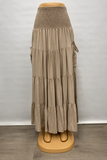 Smocked Waist Tiered Midi Skirt